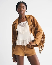 High Rise Vegan Leather Micro Short