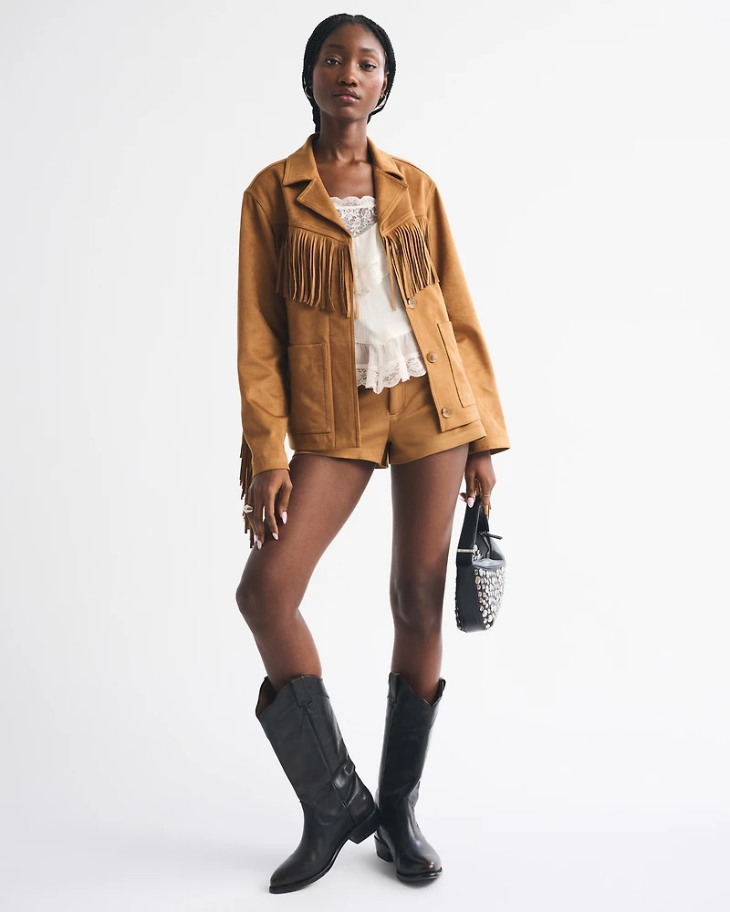 High Rise Vegan Leather Micro Short