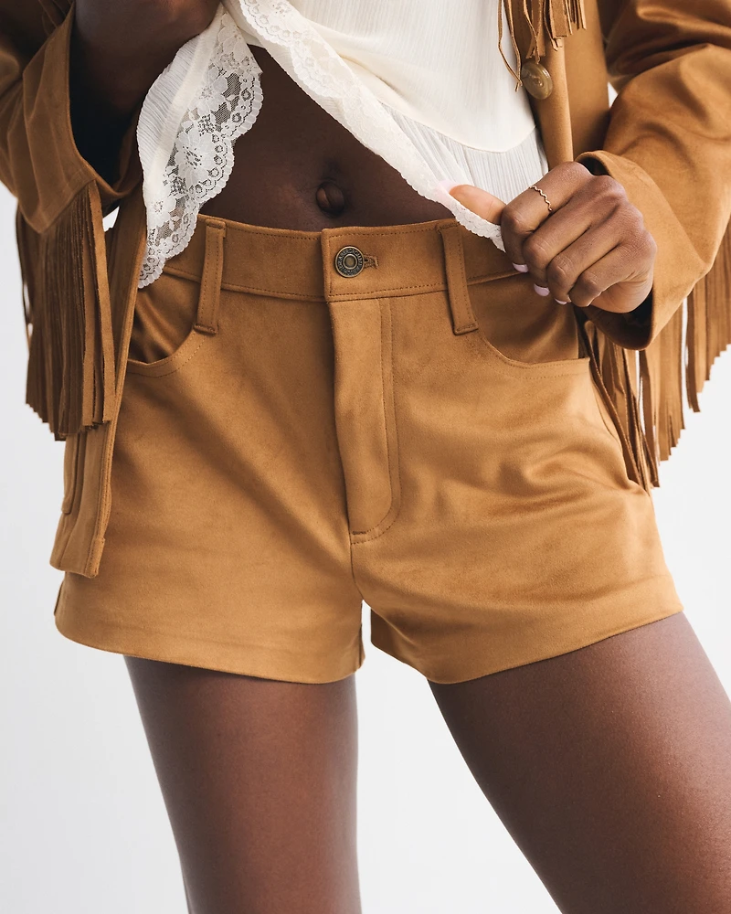 High Rise Vegan Leather Micro Short