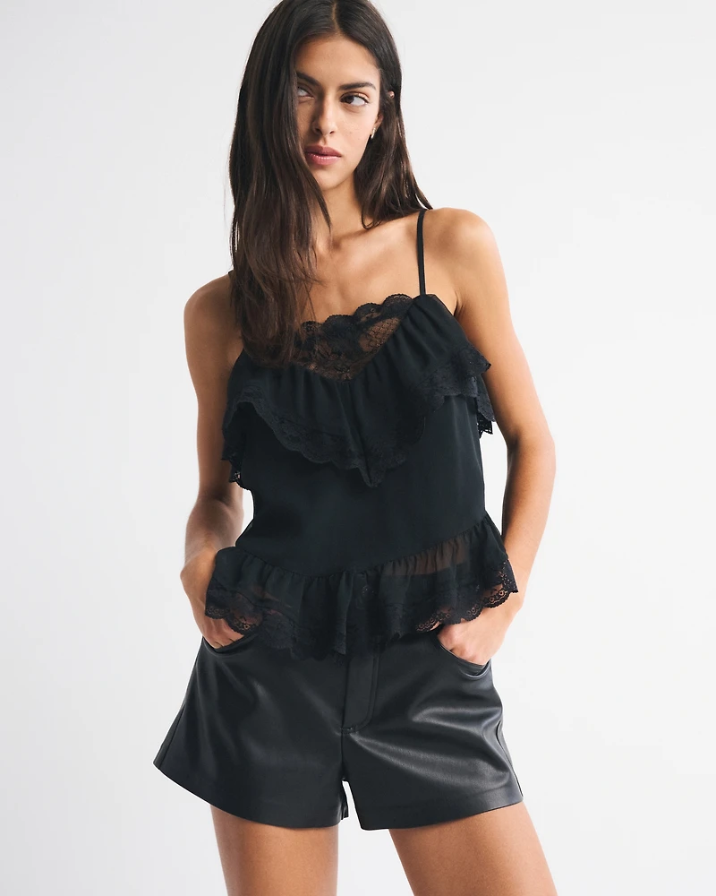 High Rise Vegan Leather Micro Short