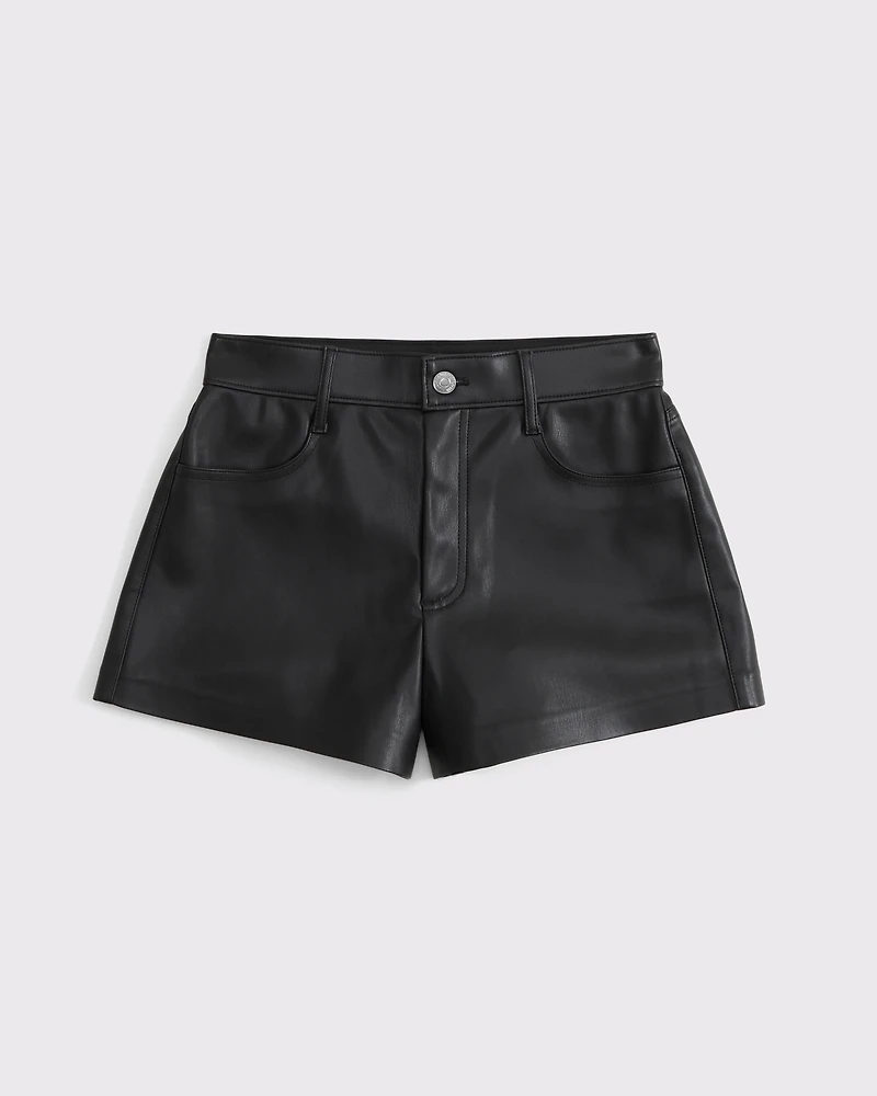 High Rise Vegan Leather Micro Short