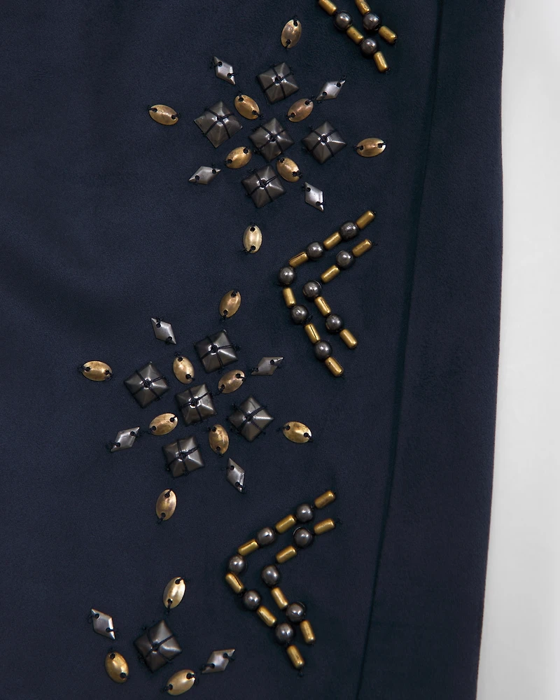 Embellished Vegan Suede Micro Short