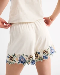 Cotton Lace-Trim Pull-On Short