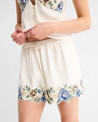 Cotton Lace-Trim Pull-On Short