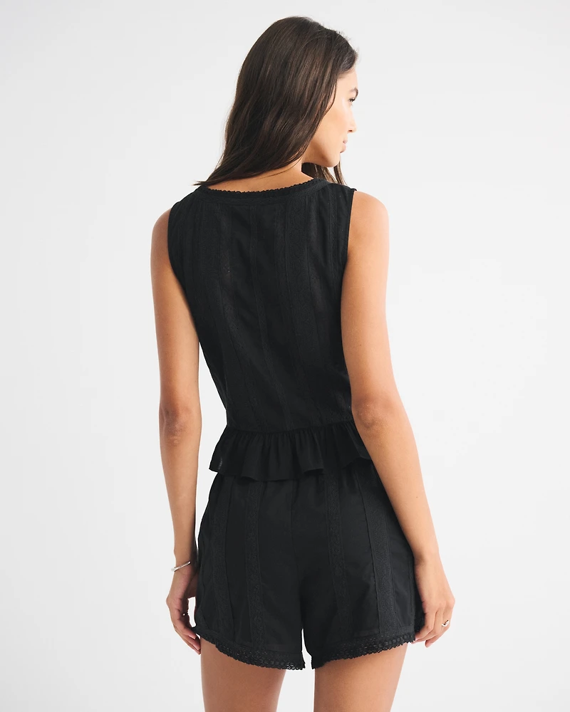 Cotton Lace-Trim Pull-On Short