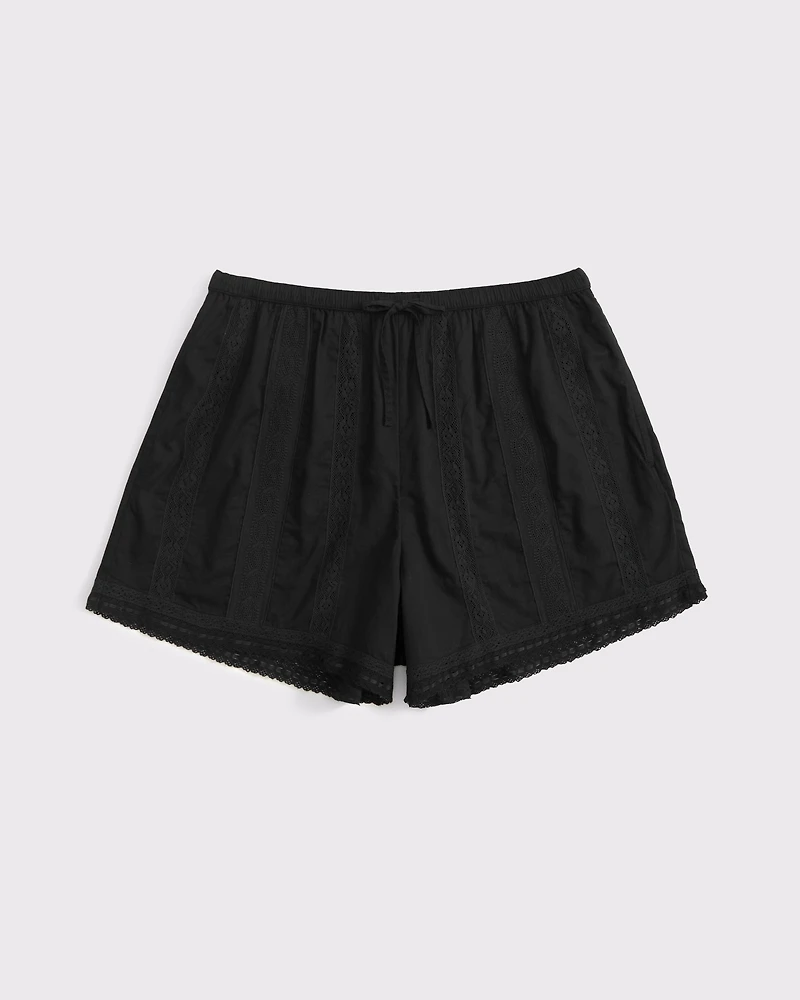 Cotton Lace-Trim Pull-On Short