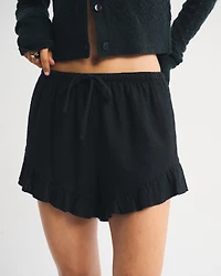 Linen-Blend Ruffle Pull-On Short