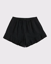 Linen-Blend Ruffle Pull-On Short