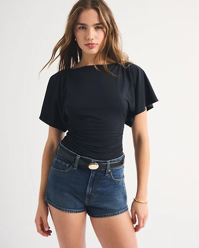 High Rise Denim Micro Short