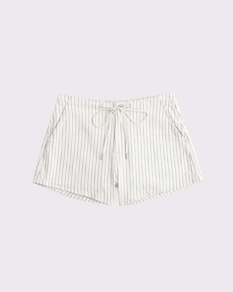 Linen-Blend Denim Pull-On Short