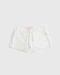 Linen-Blend Denim Pull-On Short
