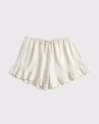 High Rise Linen-Blend Pull-On Short