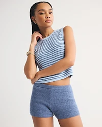 Crochet-Style Micro Sweater Short