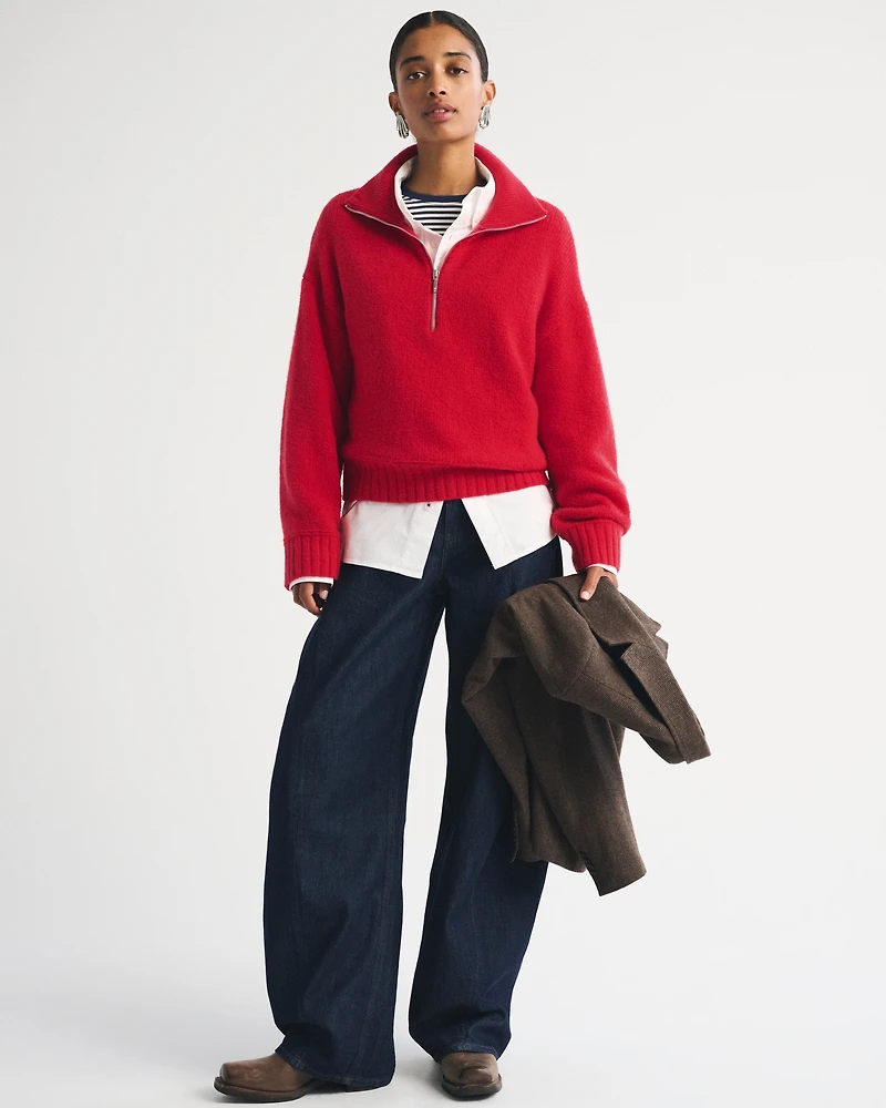 Merino Wool-Blend Half-Zip Sweater