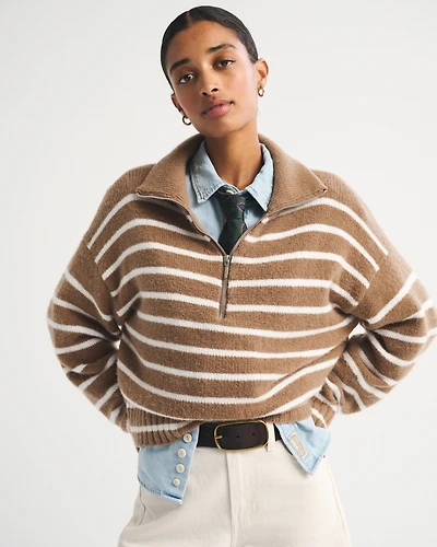 Merino Wool-Blend Half-Zip Sweater