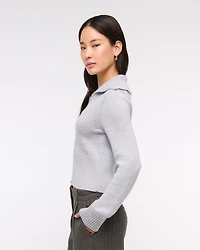 Zip-Up Collared Cardigan