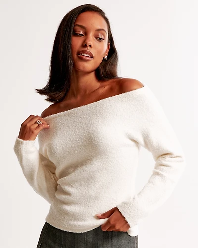 Boucle Off-The-Shoulder Sweater