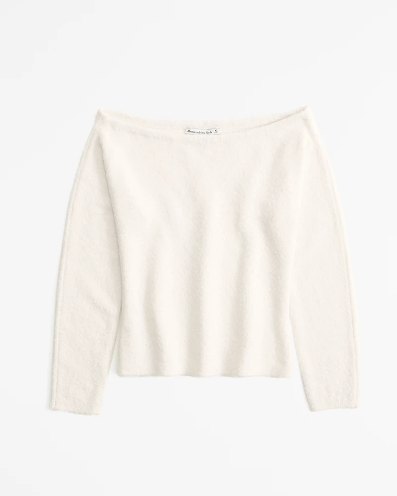 Boucle Off-The-Shoulder Sweater