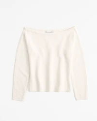 Boucle Off-The-Shoulder Sweater