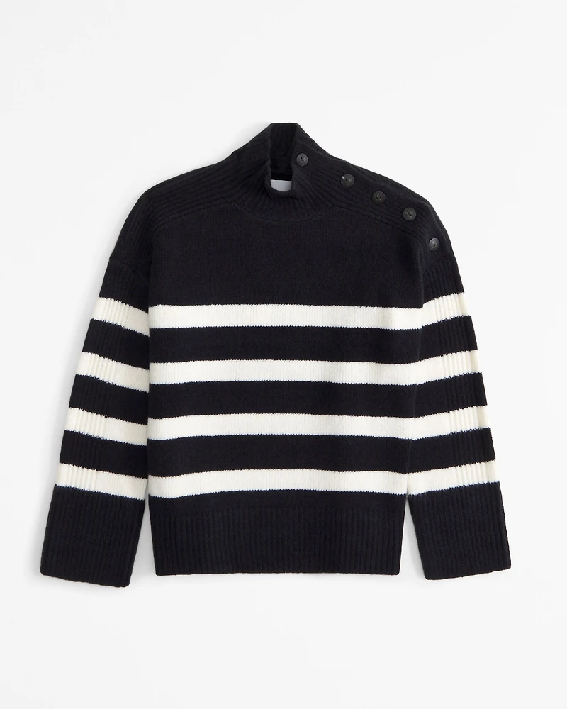 Button Detail Mockneck Sweater