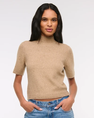 Lurex Mockneck Sweater Tee