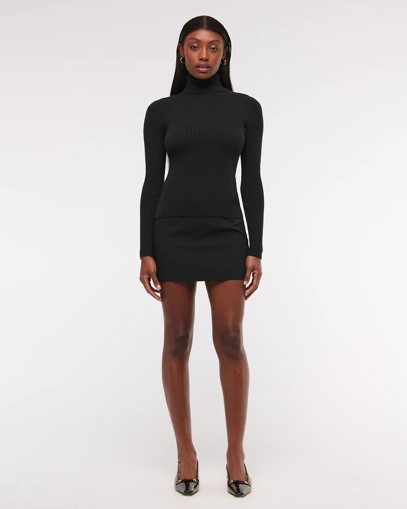 LuxeLoft Lurex Slim Ribbed Turtleneck Top