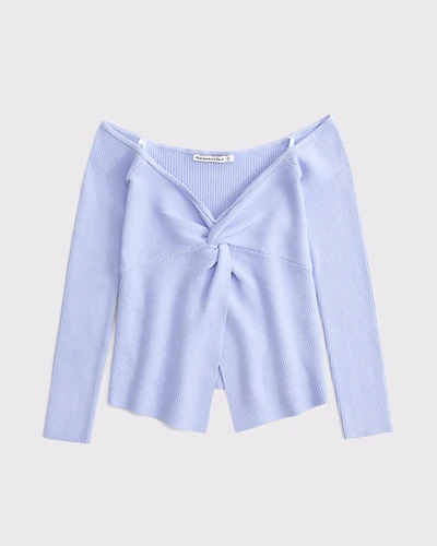 Off-The-Shoulder Twist Sweater Top