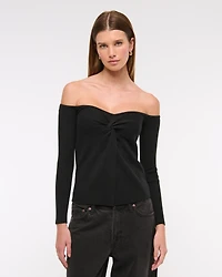Off-The-Shoulder Twist Sweater Top