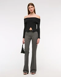 Ribbed Off-The-Shoulder Cutaway Sweater