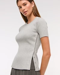 LuxeLoft Side-Button Sweater Tee