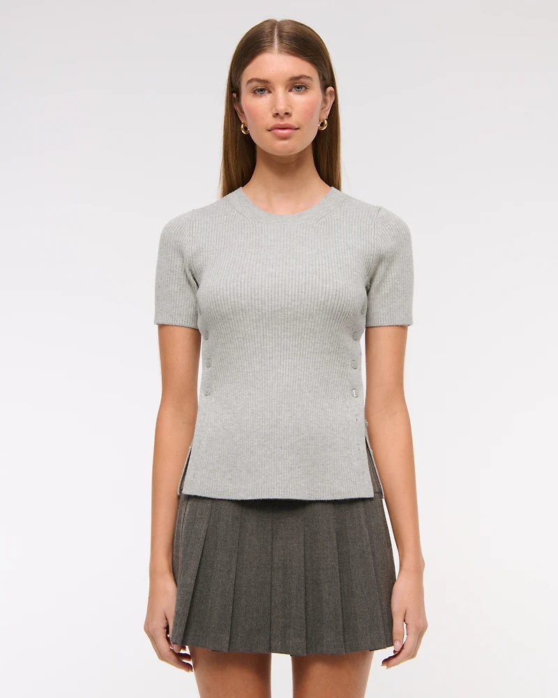 LuxeLoft Side-Button Sweater Tee