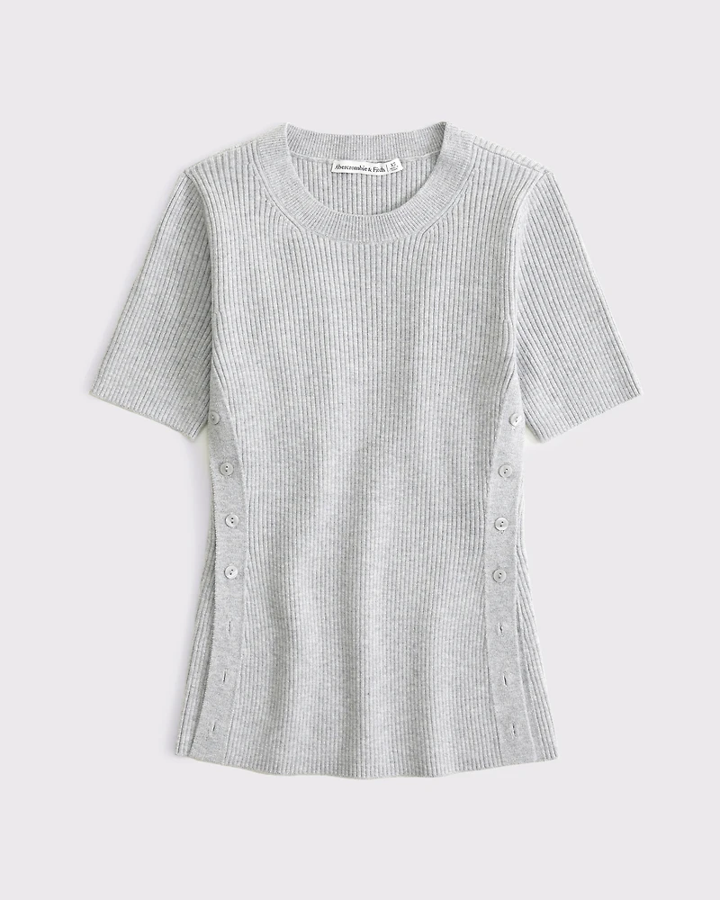 LuxeLoft Side-Button Sweater Tee