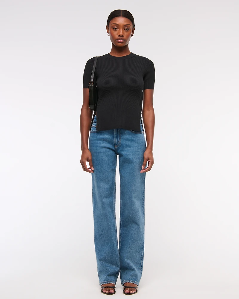 LuxeLoft Side-Button Sweater Tee