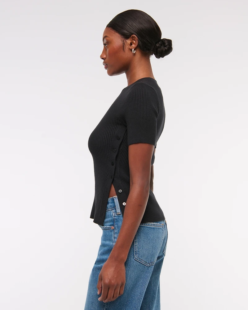 LuxeLoft Side-Button Sweater Tee