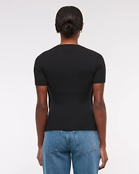 LuxeLoft Side-Button Sweater Tee