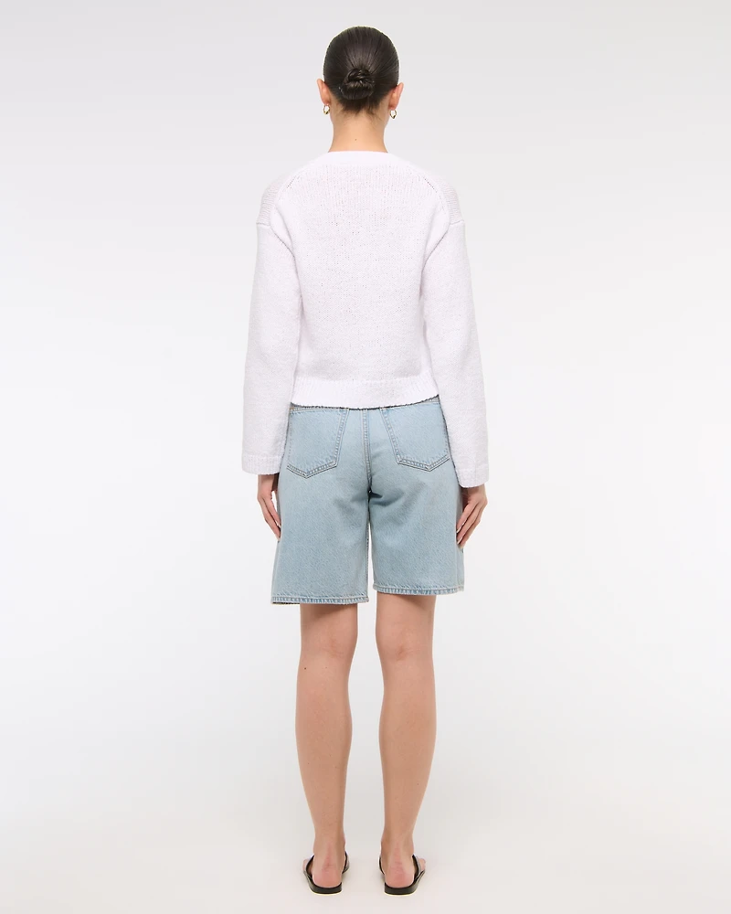 Textural 1-Button Cardigan