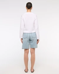 Textural 1-Button Cardigan