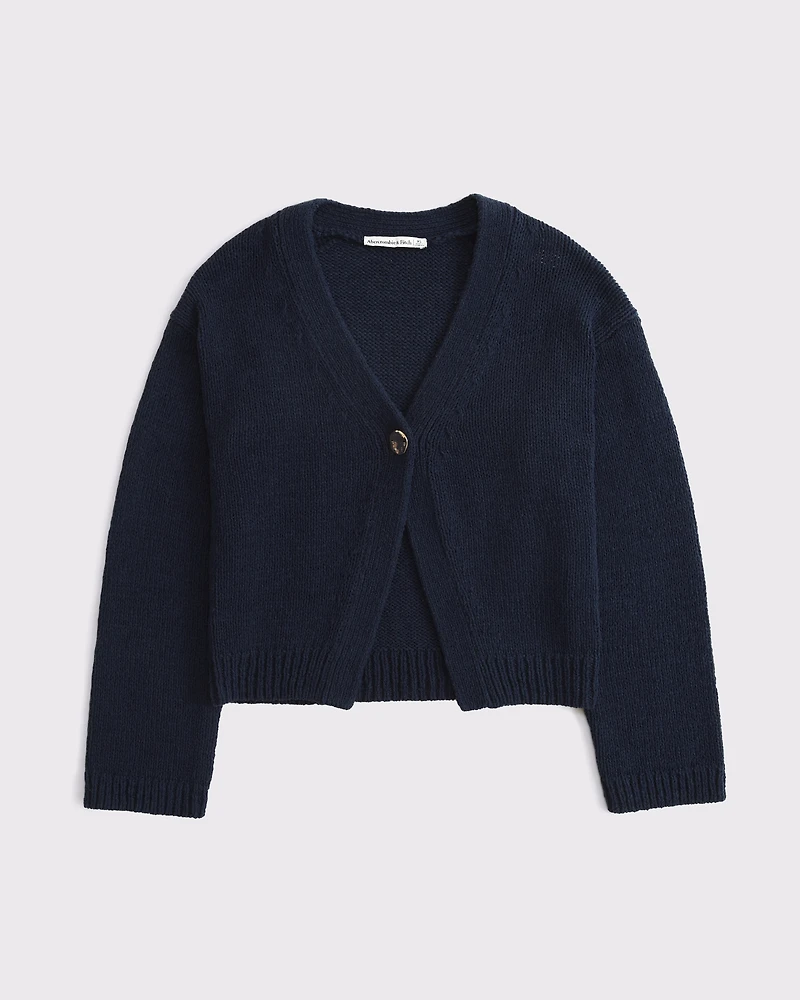 Textural 1-Button Cardigan