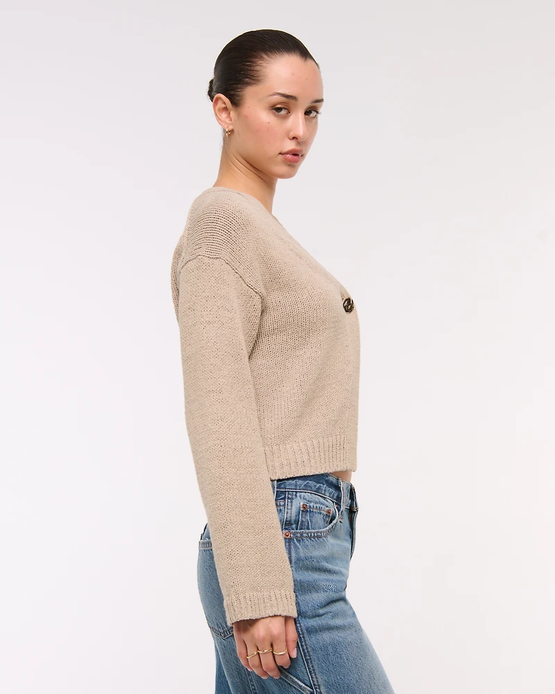 Textural 1-Button Cardigan