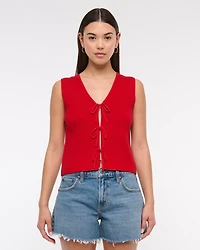 Tie-Front V-Neck Sweater Vest