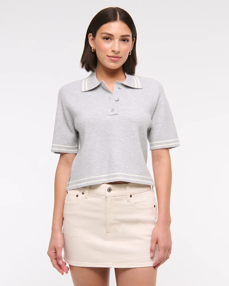 LuxeLoft Short-Sleeve Sweater Polo