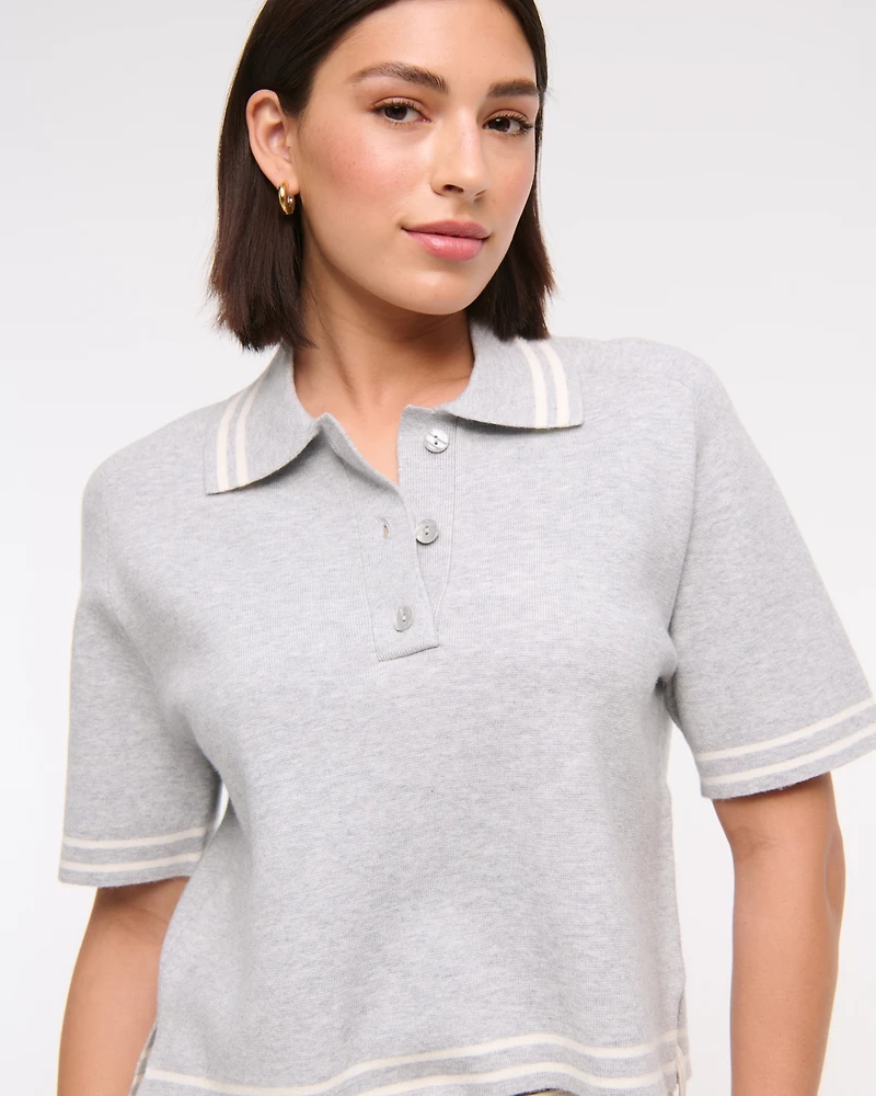 LuxeLoft Short-Sleeve Sweater Polo
