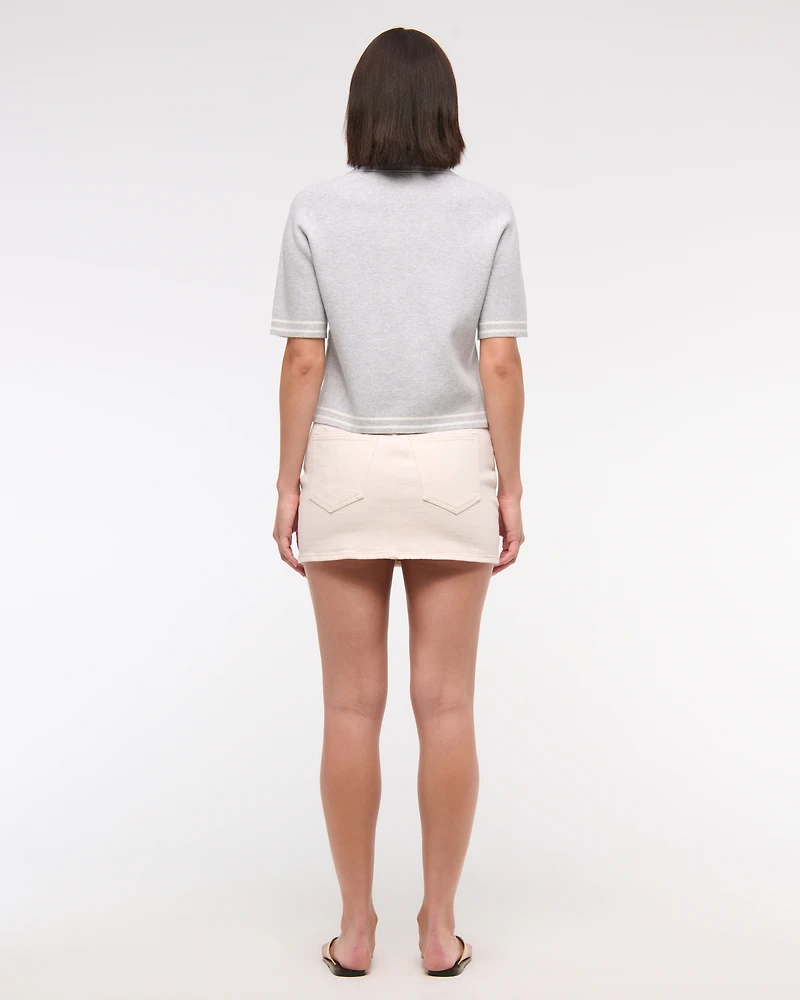 LuxeLoft Short-Sleeve Sweater Polo