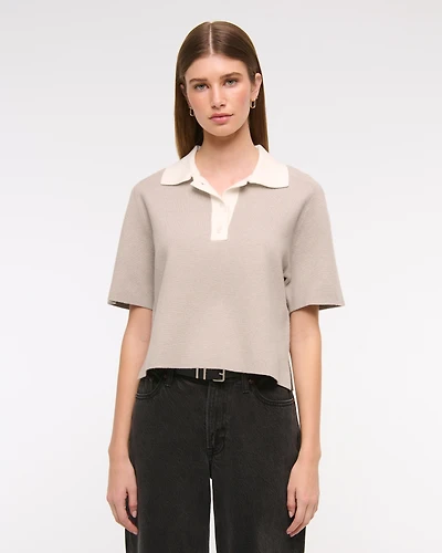 LuxeLoft Short-Sleeve Sweater Polo