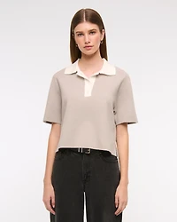 LuxeLoft Short-Sleeve Sweater Polo