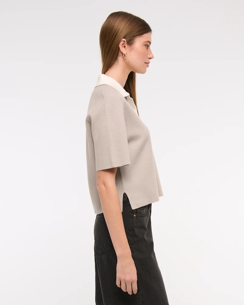 LuxeLoft Short-Sleeve Sweater Polo
