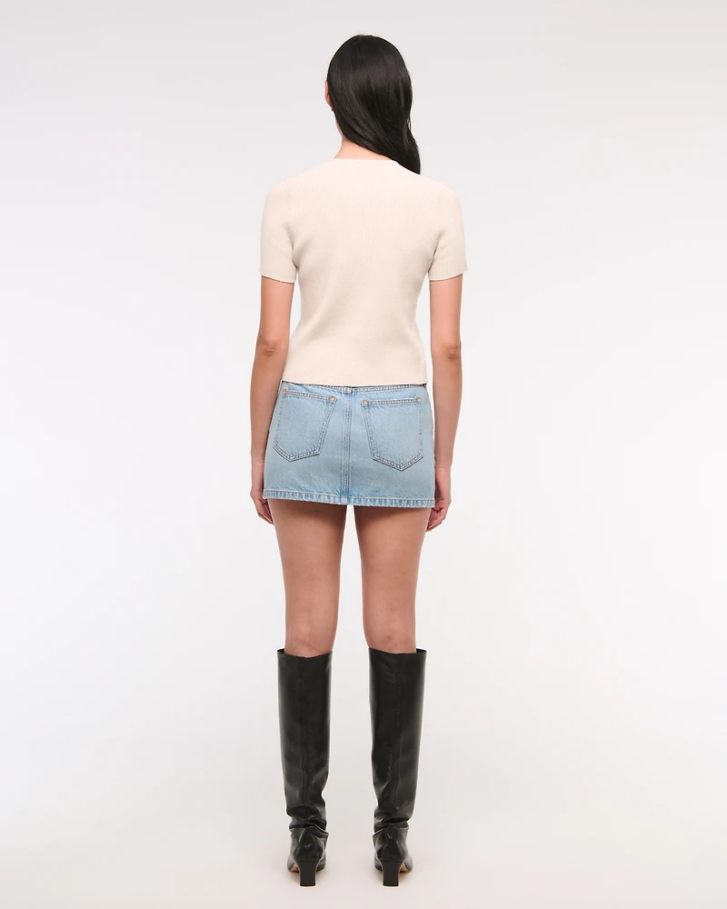 Short-Sleeve Tie-Front Cardigan