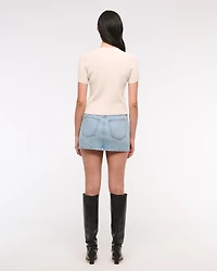 Short-Sleeve Tie-Front Cardigan