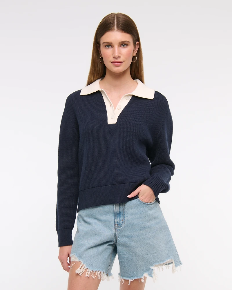 Easy Long-Sleeve Sweater Polo