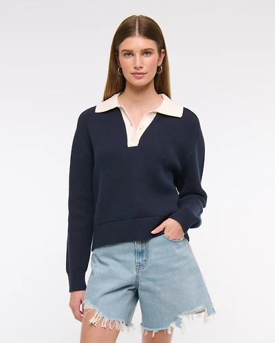 Easy Long-Sleeve Sweater Polo
